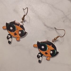 4/$40 New Buttercup Powerpuff Girl Pair of Earrings - Hand-Made